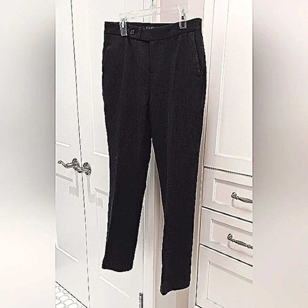 Lauren Ralph Lauren Wool Houndstooth Pants Trousers Charcoal Grey